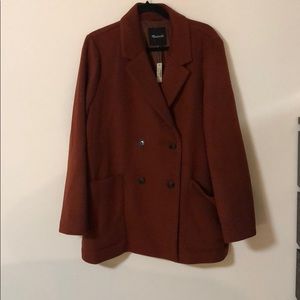 NWT Madewell Plus Pumpkin Double Breasted Wool Coat